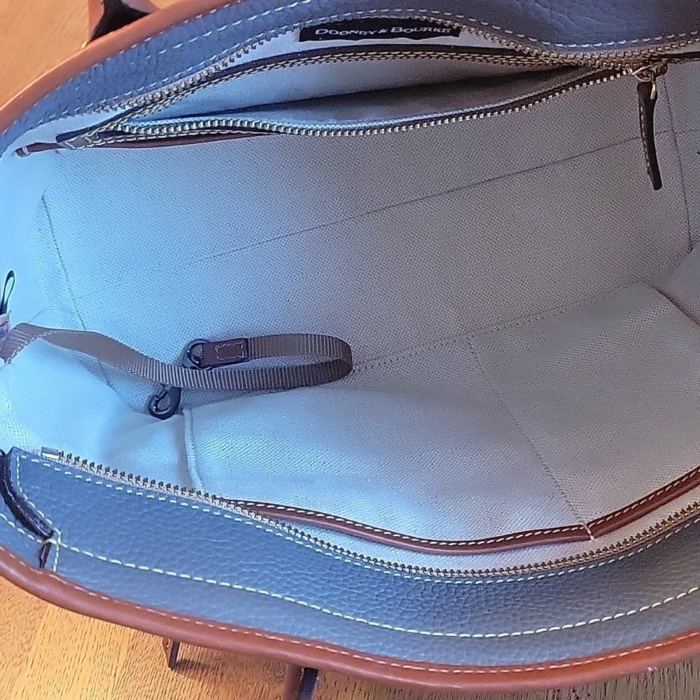 Blue Gray With Tan Trim Dooney & Bourke Tote Bag - Picture 4 of 5